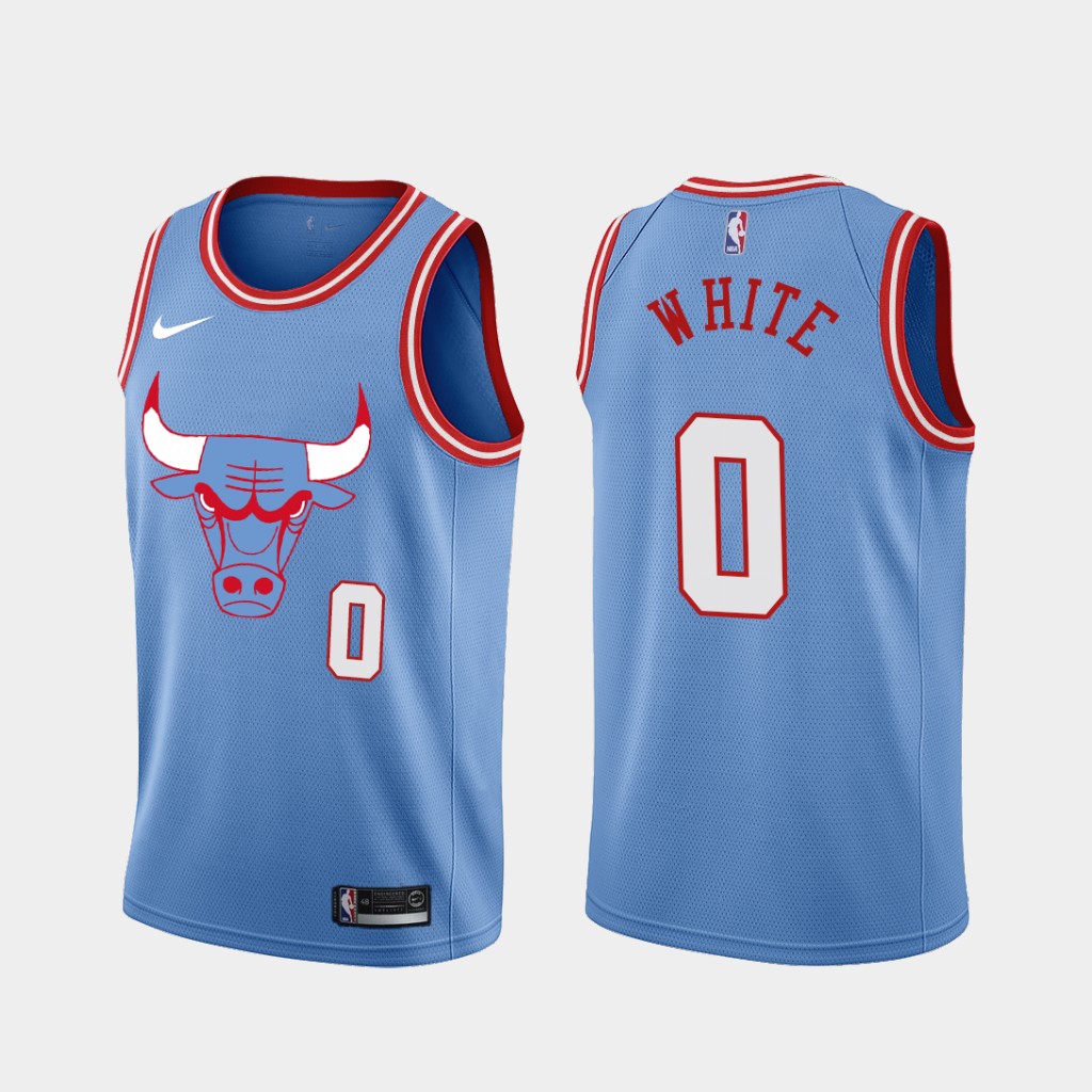 Men's Chicago Bulls #0 Coby White Blue NBA 2019 City Edition Stitched Jersey